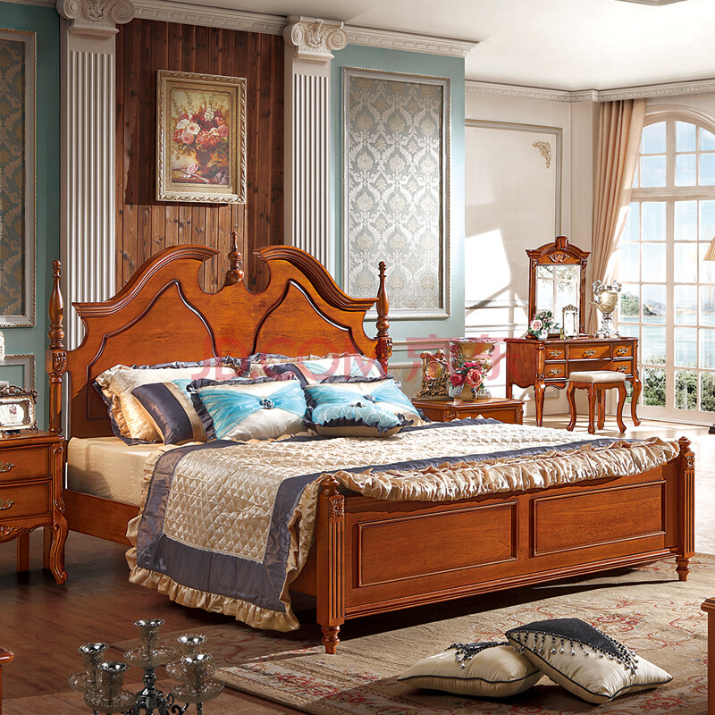 罗凯芬尼 小美式乡村实木床 简约欧式双人床 卧室家具