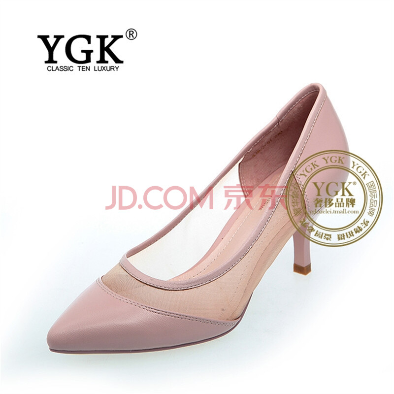 高端品牌ygk 2015春季新款单鞋时尚优雅尖头女鞋网纱透气高跟6766