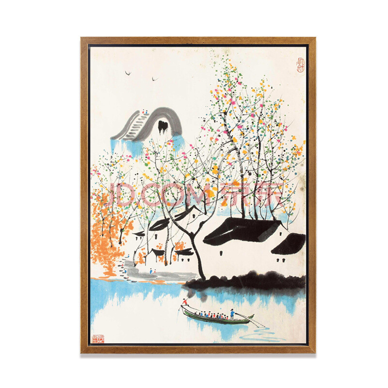 装饰画简约客厅卧室壁画无框布艺画中国风吴冠中水墨国画油画风景画
