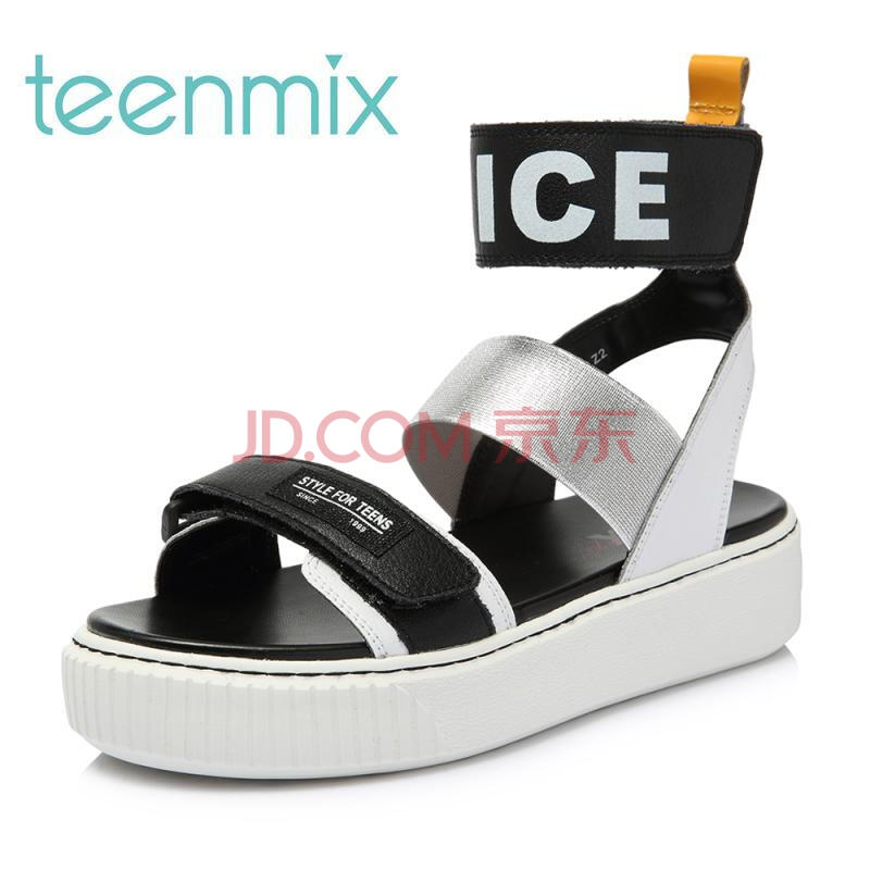 Teenmix/ÌìÃÀÒâ2018Ïļ¾×¨¹ñͬ¿îÒÆÄ¤¶þ²ãţƤ¸ïÊæÊÊÆ½¸úŮƤÁ¹Ñ¥ °×/ºÚ/»ÆÉ« 40