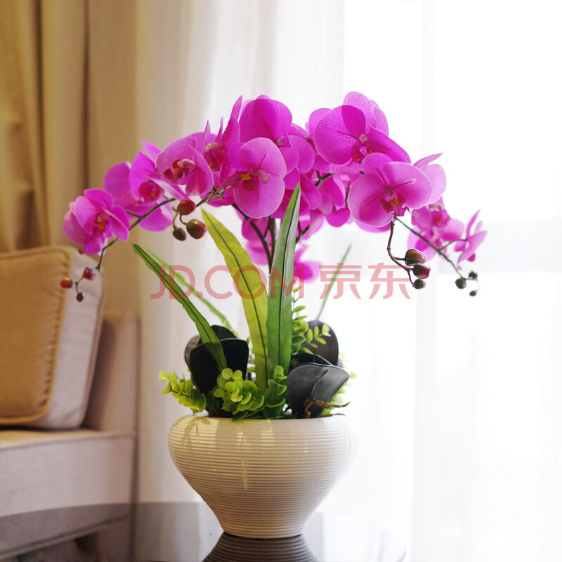 lmdec 高仿真蝴蝶兰插花套装 客厅家居pu手感假花装饰