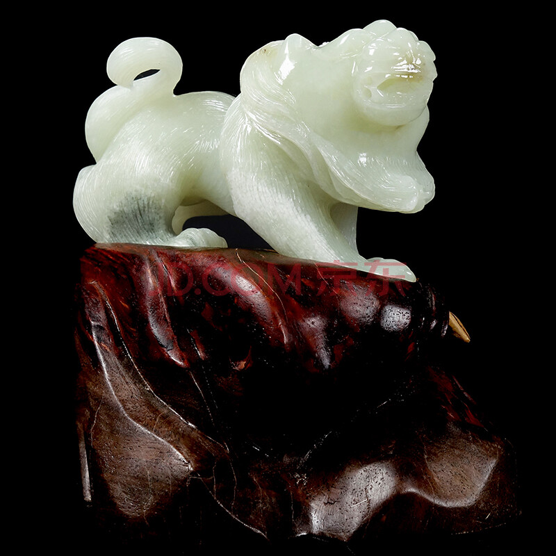 玉石雕刻大师王维红作品 和田玉狮子摆件322克 石时代