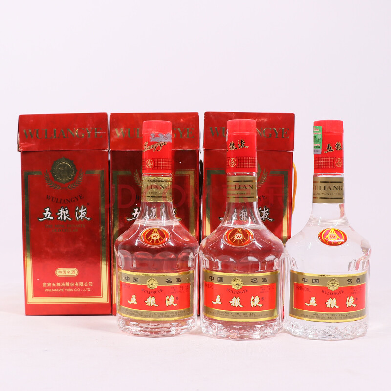 五粮液(红盒)2001-2002年 52度 500ml 3瓶【89】