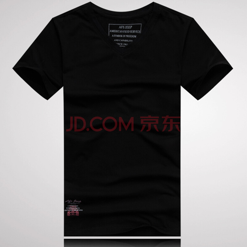 纯色v领时尚休闲短袖 1458黑色 m