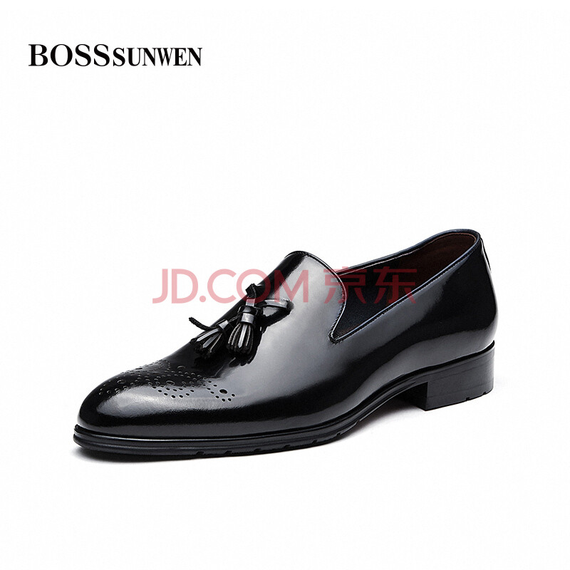 BOSSsunwenÄÐЬ2018пîÄÐʿӢÂ×ÁÁƤ²¼Âå¿ËÀÁÈËÒ»½ÅµÅÕæÆ¤Ð¬×Ó518140101975 ºÚÉ«(Æ«´óÒ»Âë) 42Âë(260)