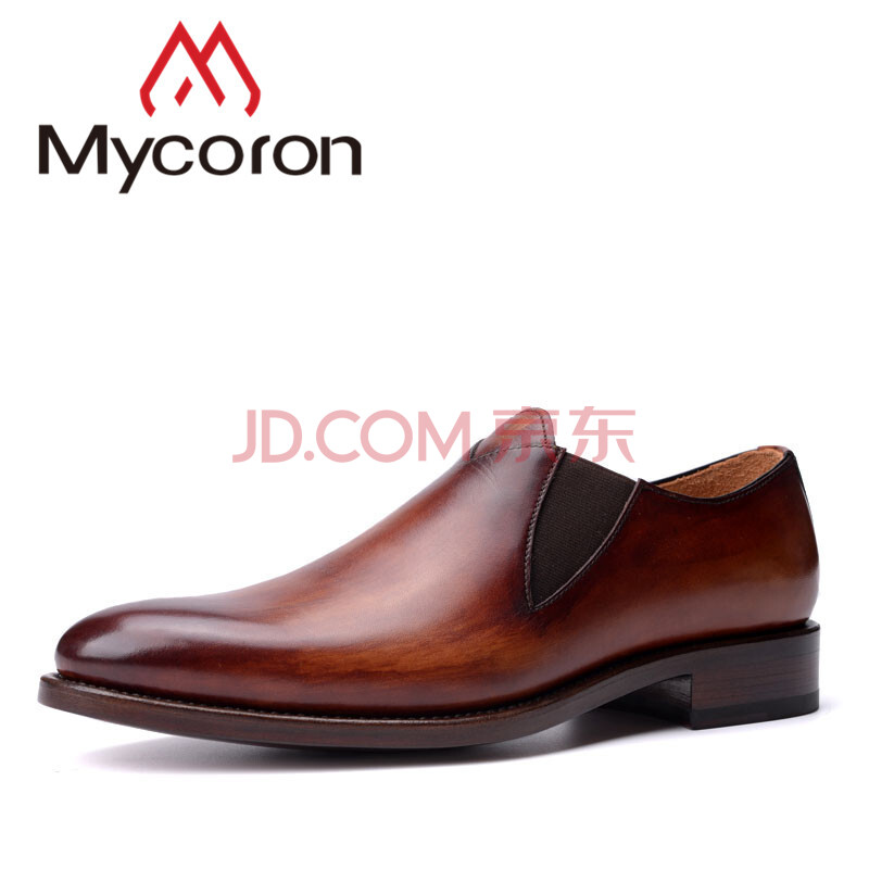 mycoron 2018新款夏季男鞋潮流舒适皮鞋男简约欧美潮流套脚定制鞋(定制款不退不换) 棕色 37