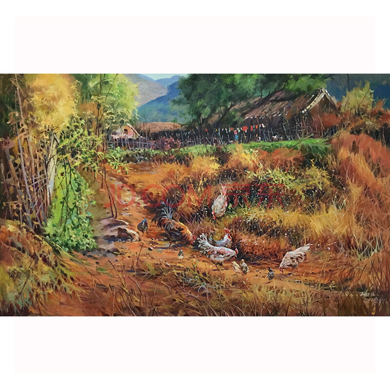 朝鲜一级画家 李哲华《乡村小院》