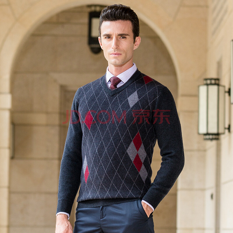 恒源祥羊毛衫男 秋冬新款男士毛衣休闲半高领