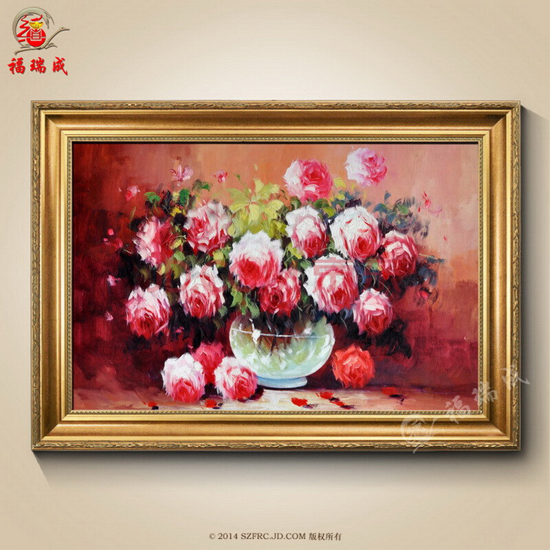 纯手绘油画欧式客厅装饰抽象风景壁画古典花卉餐厅挂图片