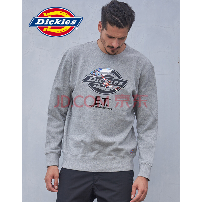 Dickies;E.T.ºÏ×÷¿îLogo°ÎȾӡ»¨Ã«È¦²¼Ô²ÁìÎÀÒÂÄÐÅ®181U30E10 HGÓð»Ò XS/160