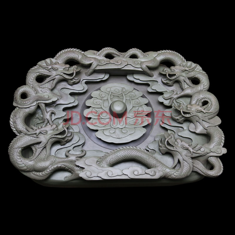 省级工艺美术大师 吴晓云作品《五龙戏珠》砚 玉黛石