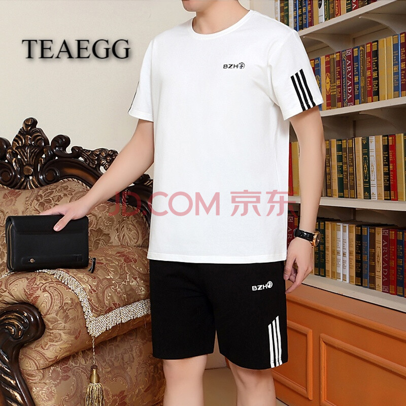 TEAEGG³±ÅÆ Ô˶¯Ì××°ÄÐÏļ¾¶ÌÐä¶Ì¿ãÌ××°ÖÐÀÏÄêÐÝÏÐÅܲ½·þÔ˶¯ÒÂÄÐÔ²ÁìÔ˶¯·þ °×É« XXXL½¨Òé158-178½ï