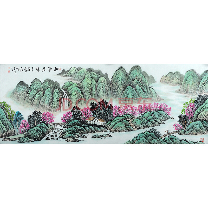 亲笔授权 魏征国画院院长 周钦波 六尺山水横幅【桃源春晓】no.