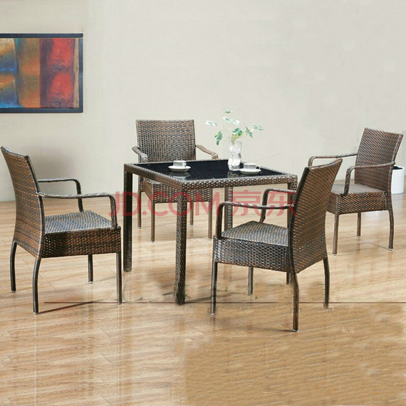 现代简约环保高档桌子阳台休闲办公户外家具a80 时尚咖啡色 一张椅子