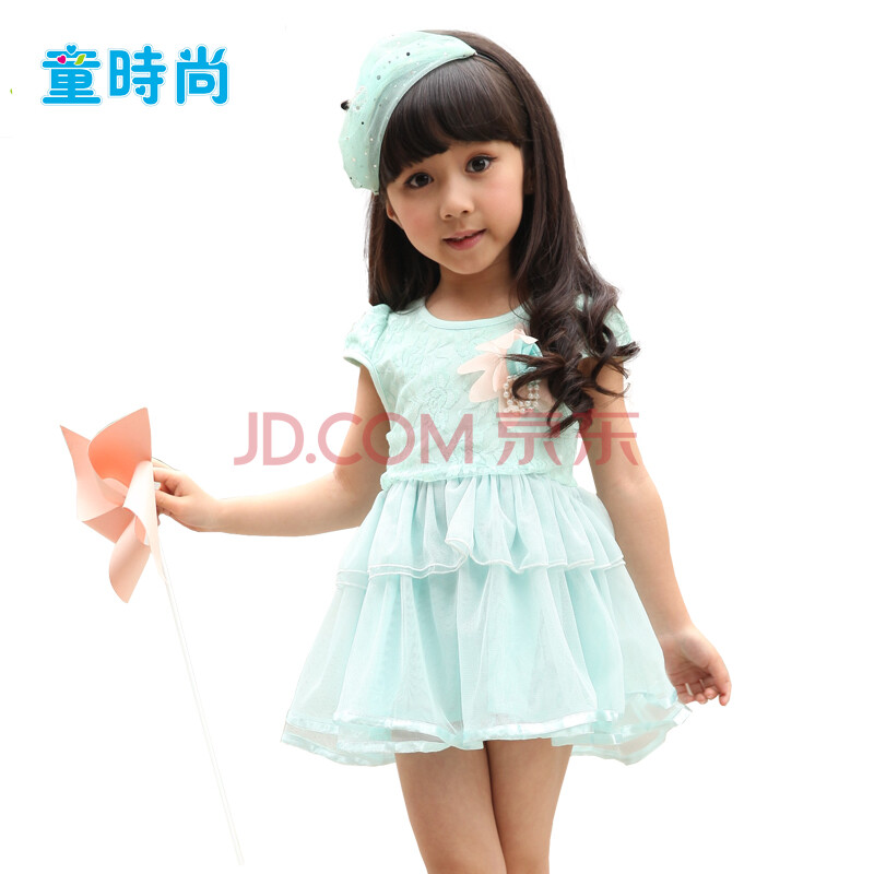 无袖裙子儿童童装女童蓝色连衣裙夏 纯棉公主连衣裙女 小女孩衣服8712
