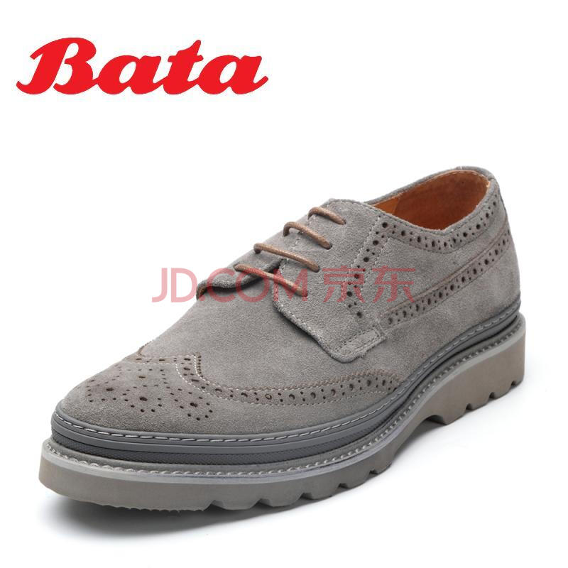 Bata/°Î¼Ñ2018´º×¨¹ñͬ¿îԲͷ·½¸úʱÉеñ»¨Å£Æ¤Äе¥Ð¬87-10AM8 »ÒÉ« 42