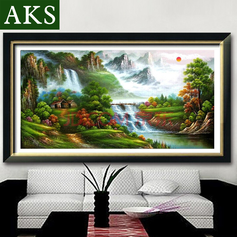 a-ks十字绣旭日东升十字绣大幅客厅山水画新版旭日绣