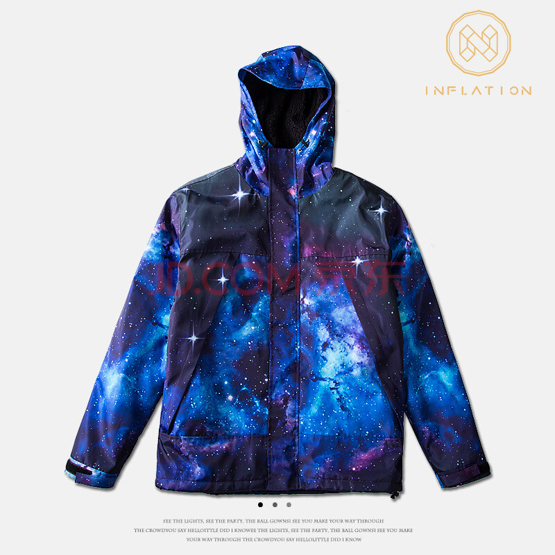 芮婕服装inf男装|潮牌星空数码印冲锋衣外套风衣男式棉服 星空蓝 l图片