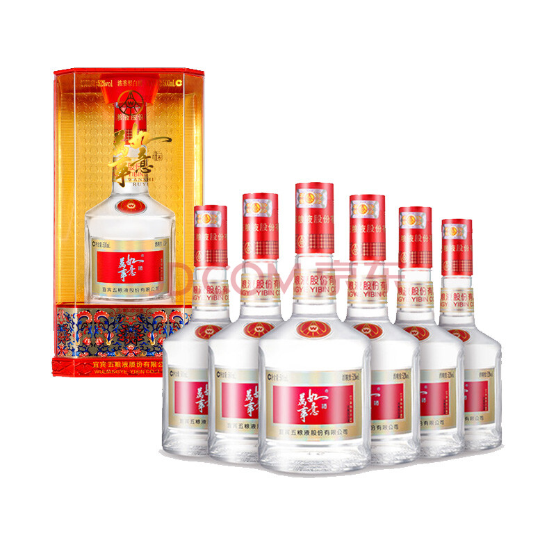 五糧液股份 萬事如意淡雅 52度 濃香型白酒 500mL*6 整箱裝