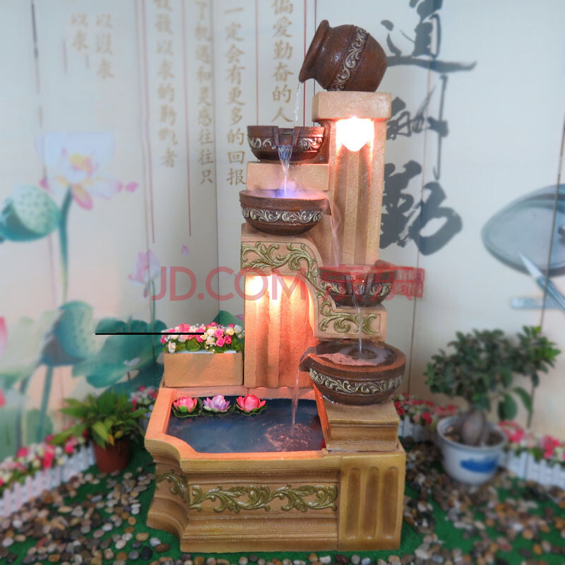 欧式流水喷泉大型鱼池盆景摆设室内阳台别墅庭院客厅假山落地摆件