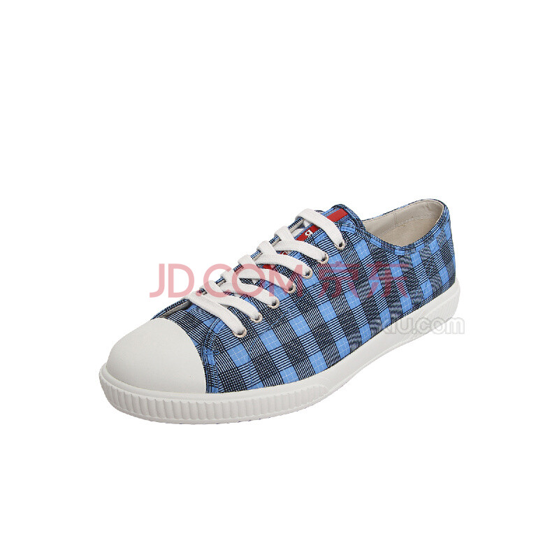 prada 普拉达 男士格子logo帆布休闲鞋4e2811.1044.013 蓝色 9