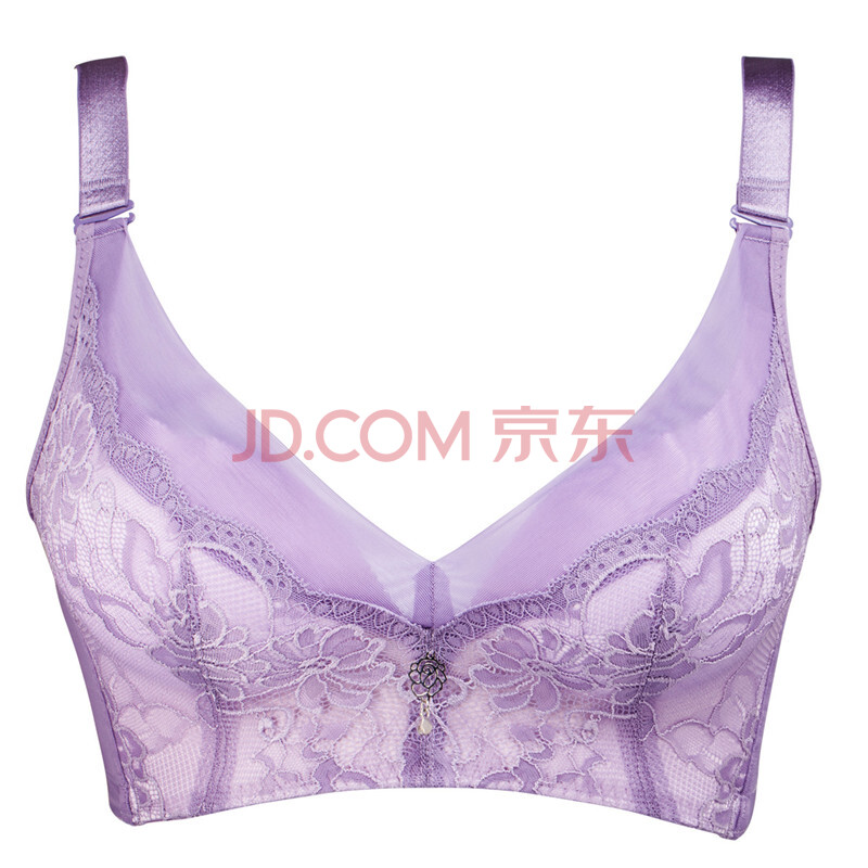 加厚超聚拢睡眠乳罩女士奶罩调整型胸罩无钢圈文胸衣性感内衣 浅紫色