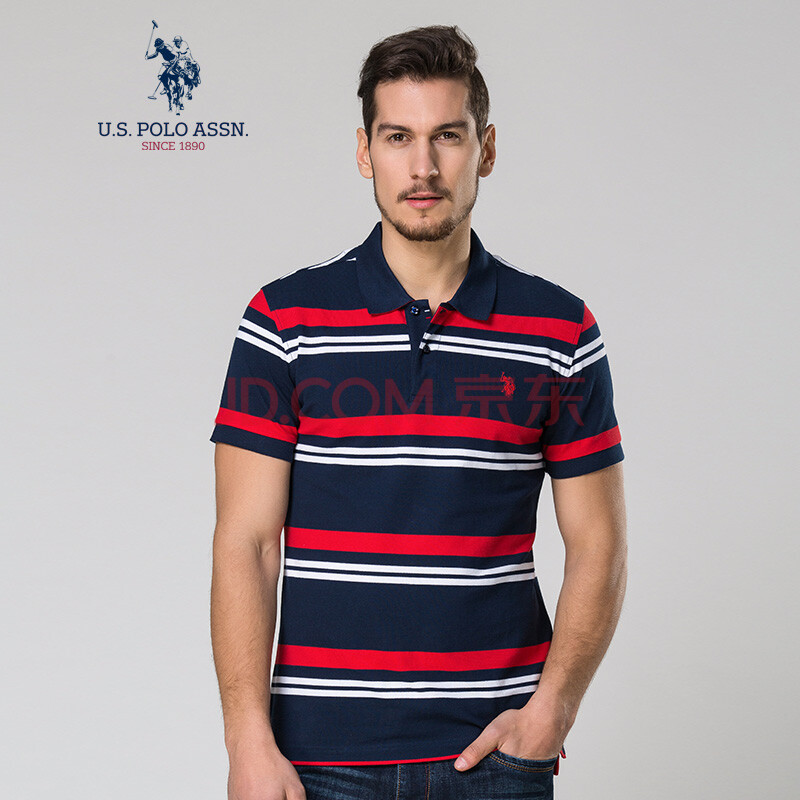 U.S. POLO ASSN.ÄÐÊ¿¶ÌÐäpoloÉÀÃÞ°±·ÁìÌõÎÆtÐô ºìÉ«ÌõÎÆXL