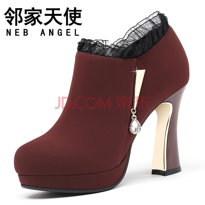 ÁÚ¼ÒÌìʹ¸ß¸úЬ2018´º¼¾Ð¿î´Ö¸úÉî¿ÚЬ·Àˮ̨Բͷµ¥Ð¬Å® LGG3797-1¾ÆºìÉ« 37