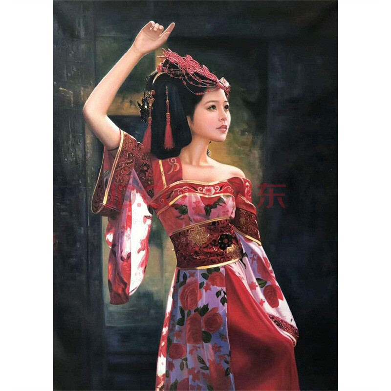 唐见文 《美丽佳人》 布面油画