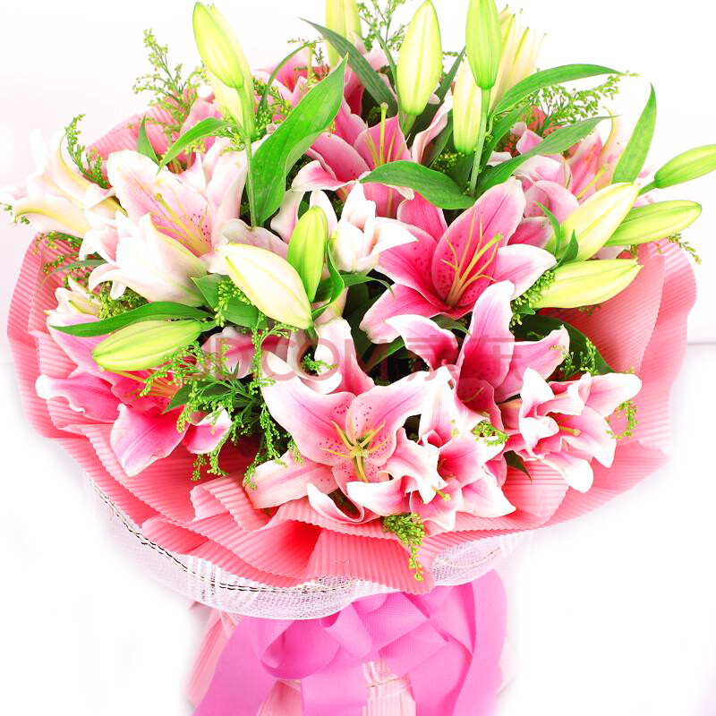 爱唯一鲜花速递 香水百合花束 生日鲜花 感恩节礼物 全国花店送花 a款