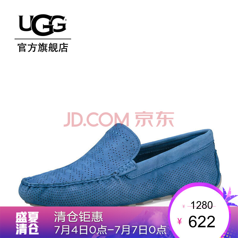 UGG ´ºÐ¿îÄÐÊ¿µ¥Ð¬¾µäÐÝÏÐÆ½µ×¿ª³µÐ¬ÌõÎÆÍ¸Æø¿î 1014642 AZUL 40.5