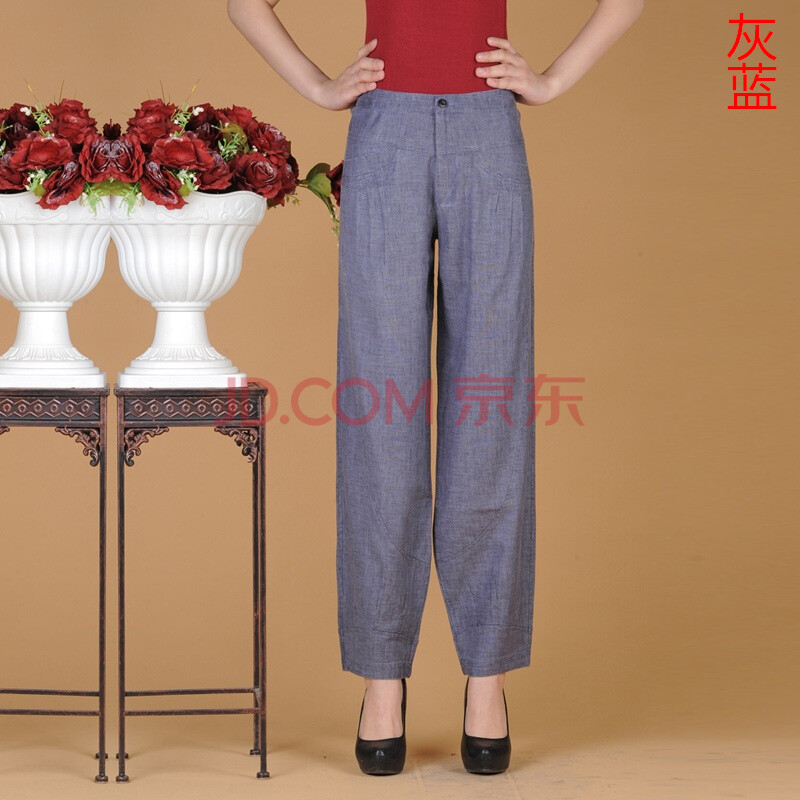 优翊2016春夏时尚新款灯笼裤亚麻休闲萝卜裤高腰大码花苞裤九分裤麻裤