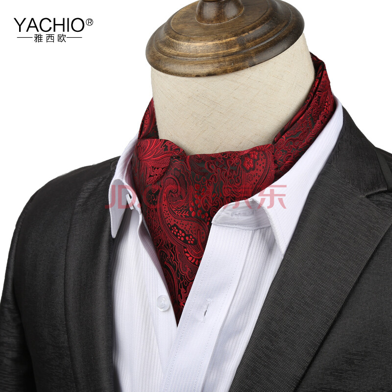 雅西欧男士领巾英伦正装商务西装衬衫领口丝巾潮男领口巾双层围巾红黑