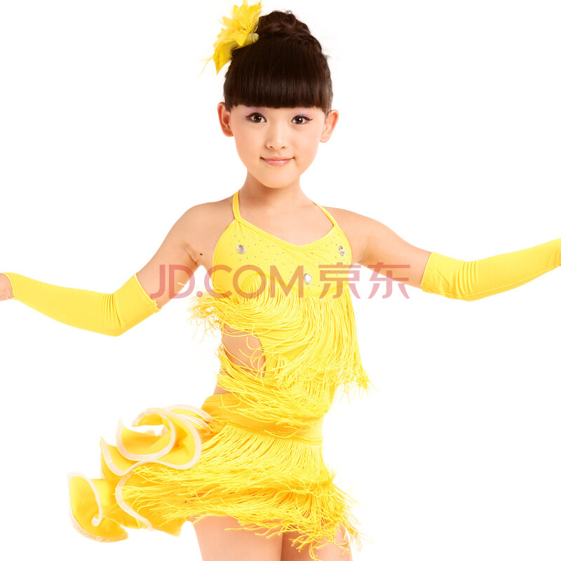 服装新款<em>少儿拉丁舞</em>裙流苏女童儿童拉丁舞裙m