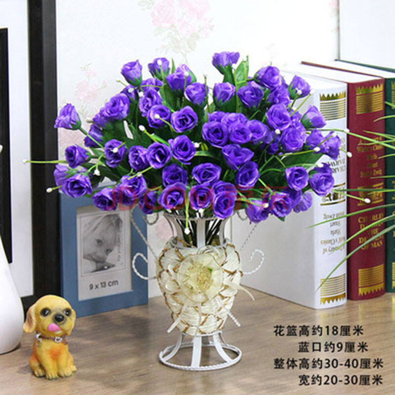 家装软饰 花瓶花艺 普润(pu run 花篮仿真花套装 家居饰品摆件 客厅