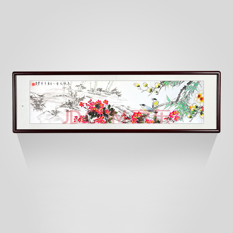 玄关装饰字画 手绘书法字画 中式传统古典花鸟画 卧室