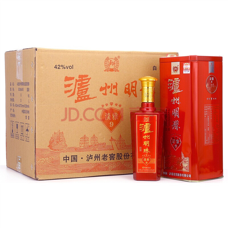 瀘州老窖 白酒 瀘州明珠淡雅9 42度500ml*6瓶 整箱裝