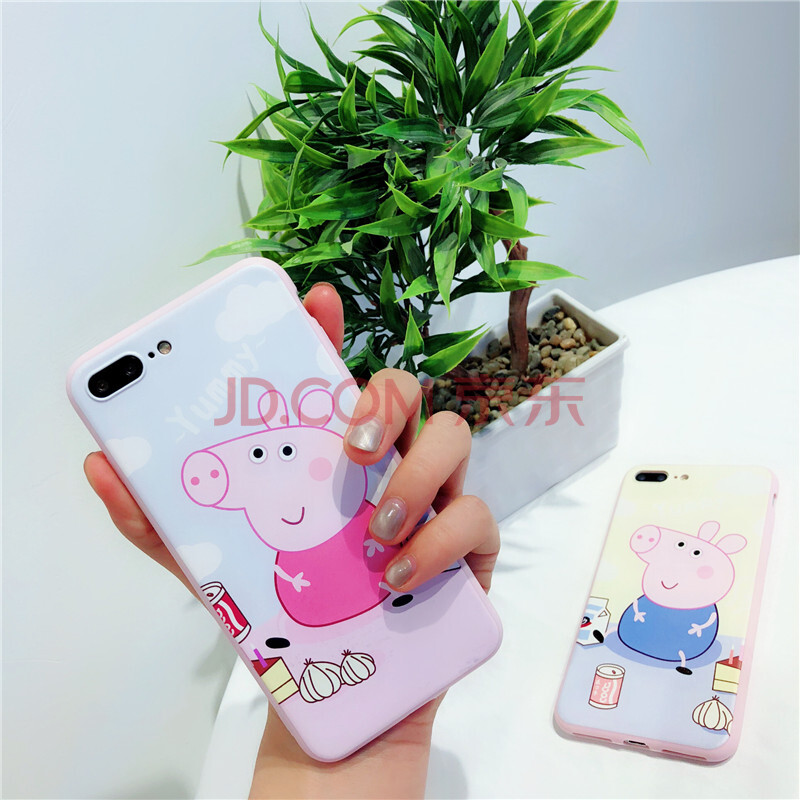 小豬喬治佩奇卡通蘋果6plus手機殼7plus/8plus女款iPhoneX軟殼 ⑥/⑥s藍衣服佩奇