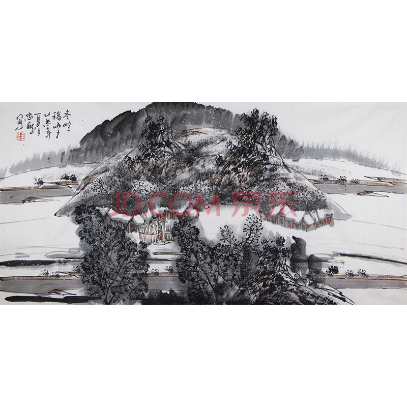 王忠雁-中国美协会员-北京敦煌中国画研究院副院长《冬岭瑞雪》