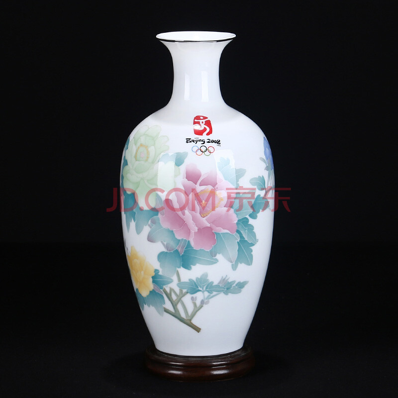 红色官窑 2008年北京奥运会特许商品 限量版纪念瓷 花开富贵