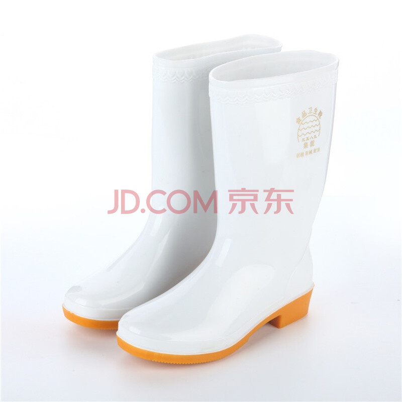 【新品促銷】男女中筒高筒加厚白色食品雨鞋衛生雨靴水鞋水靴耐酸堿油膠鞋 日寶白色中筒女 43