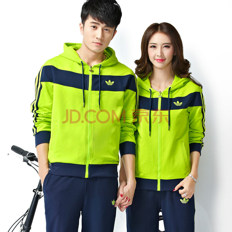 2016春秋装新款玉维丝品牌高档青少年韩版修身亮色情侣运动服套装男女