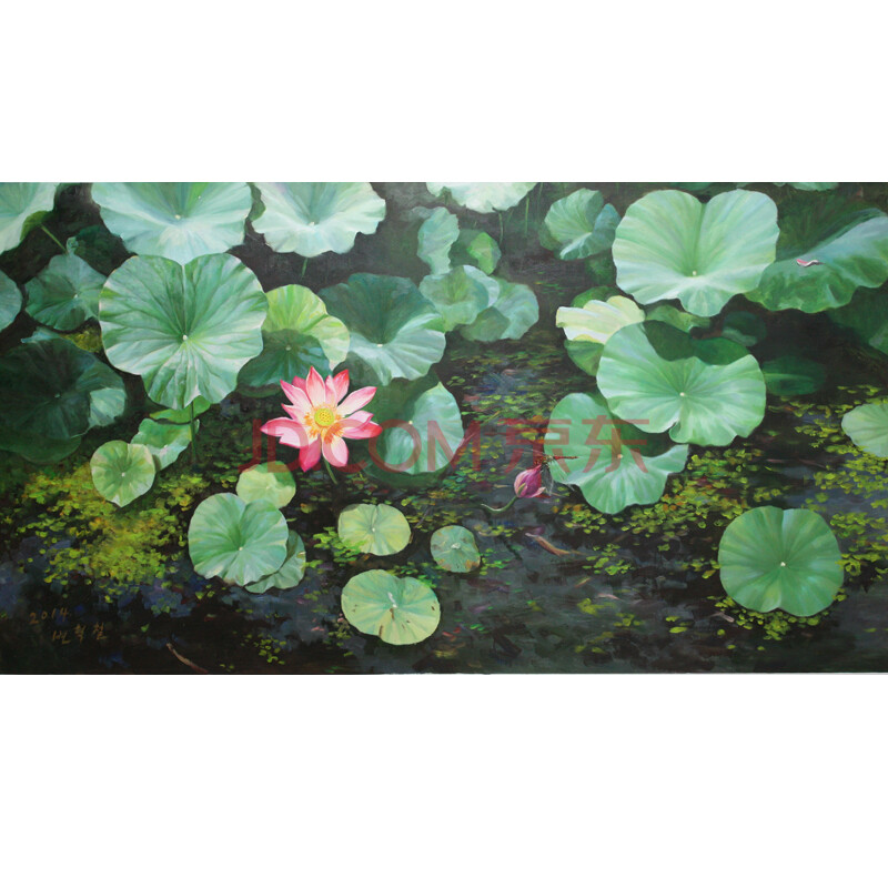 朝鲜功勋艺术家卞革哲《荷花》油画