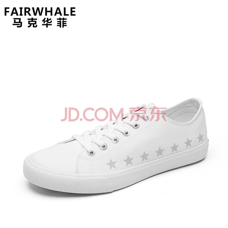 马克华菲(FAIRWHALE)男士潮流印花时尚休闲帆布鞋 797196027013 本白 39