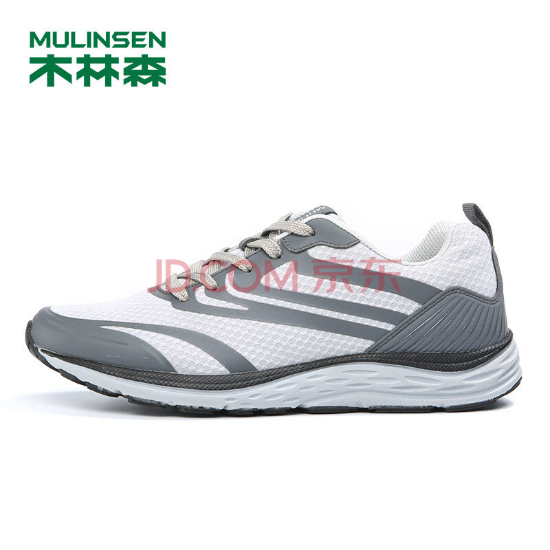 木林森(MULINSEN)日常简约透气耐磨时尚跑步运动休闲鞋 米白/暗灰 42码 SS87614