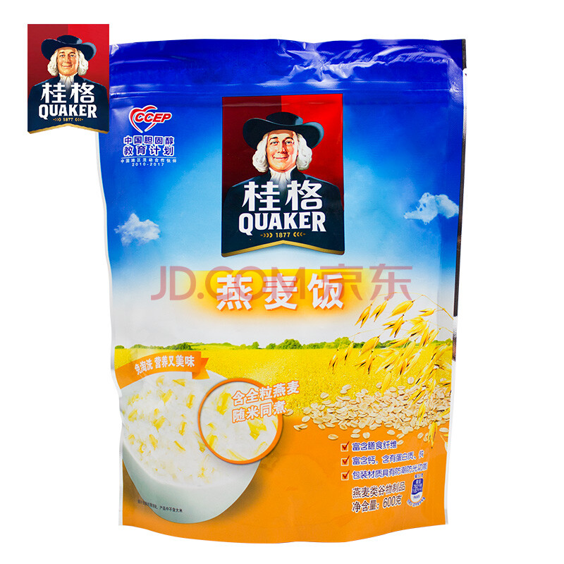 桂格(quaker) 燕麦饭600g 早餐营养麦片 免淘洗随米同