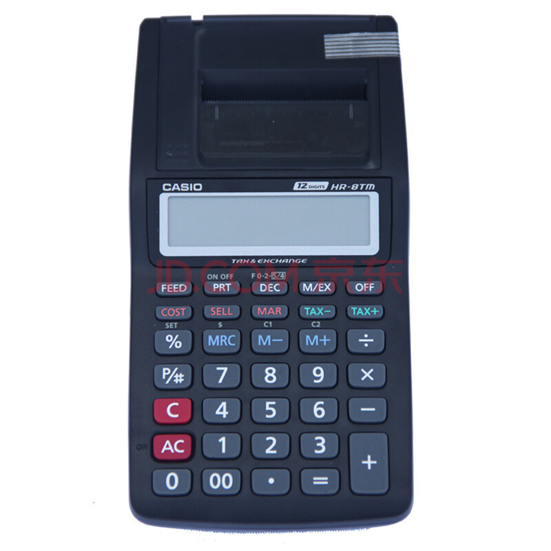 卡西欧casio打印式hr-8tm打印计算器 单色打印式计算器 5号电池 可出