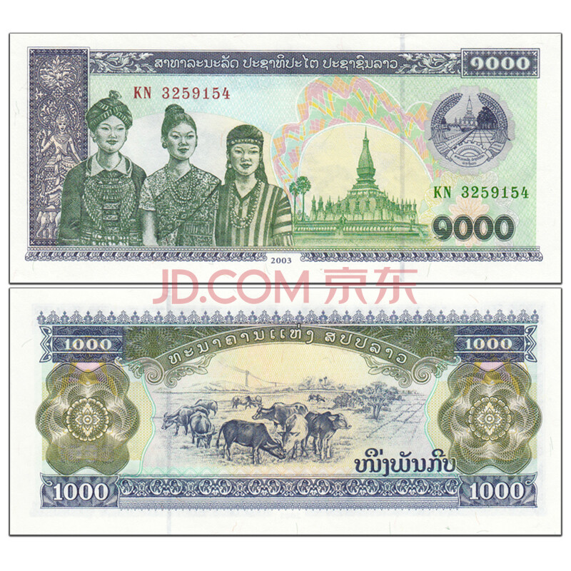 老挝纸币 1979-2011年 外国钱币收藏套装 仅供收藏 1000基普 2003年 p