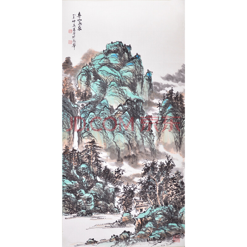 清华大学美术学院袁平山水画作品《春山飞泉》