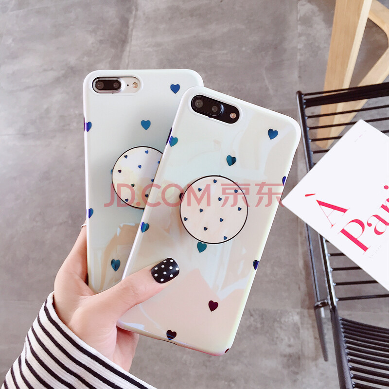 oppor15手機殼小愛心r11s抖音支架r9s硅膠r9 plus創意r11軟殼女款 R9-藍光黑小愛心+支架